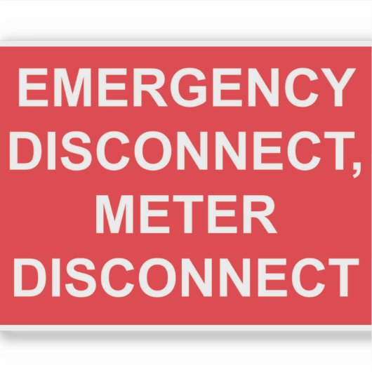 Noodontkoppeling, meterontkoppelingslabel sticker (Voorkant)