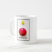 Noodoproep Button Koffie Mok (Voorkant links)