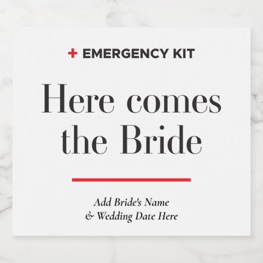 Noodpakket Wijnlabel, Bridal Gift Wijnlabel Sparkling Wijnetiket (Enkel label)