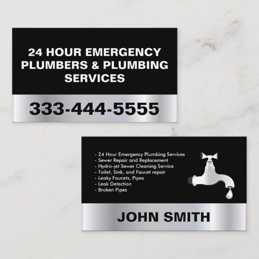 NOODPLUMBERS EN PLUMBERSERVICES VAN 24 UUR VISITEKAARTJE (Voorkant / Achterkant)