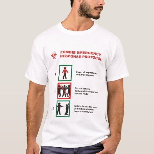 Noodresponsprotocol Zombie T-shirt (Voorkant)