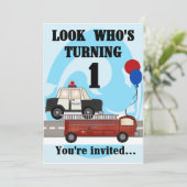 Noodsituatie 1e verjaardag Uitnodigingen (Staand voorkant)