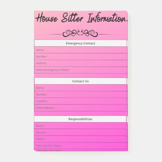 Noodsituatie, contact en taken op het gebied van i post-it® notes (Voorkant)