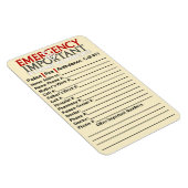 Noodsituatie en Belangrijke telefoonnummers 4"x6"m Magneet (Rechterzijde)