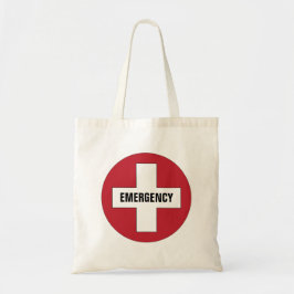 Noodsituatie met medisch kruis symbool rood en wit tote bag