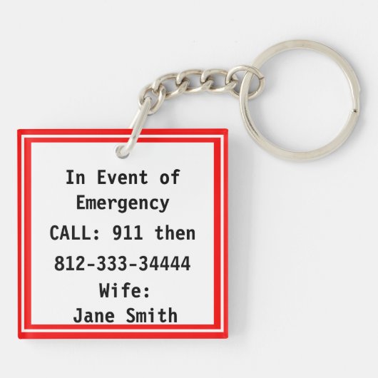 NOODSITUATIE Sleutelhanger Bag Label (Achterkant)