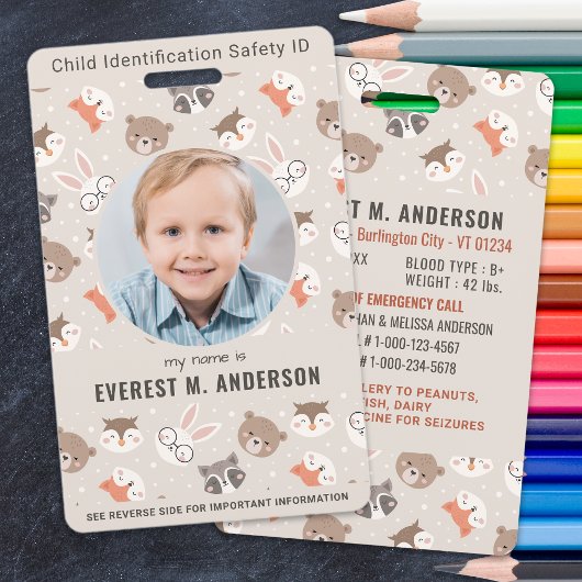 Noodsituatie voor kinderen Kinder foto-identificat Badge