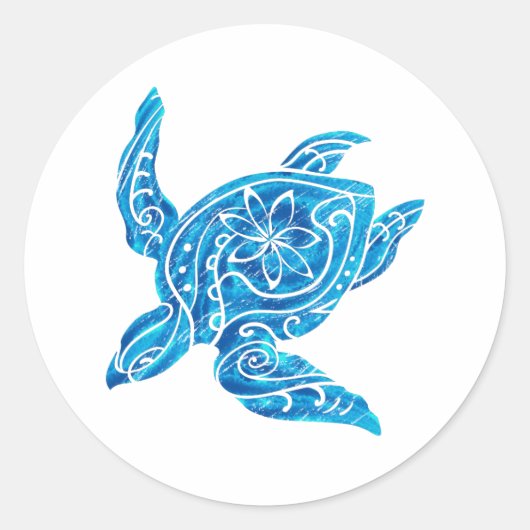 Noodsituatie Waterverf Hawaiian Honu Ronde Sticker (Voorkant)