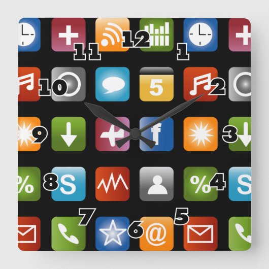 Nooduurklok | Afbeelding vectorapp-pictogram Vierkante Klok (Voorkant)