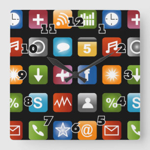 Nooduurklok   Afbeelding vectorapp-pictogram Vierkante Klok