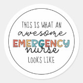 Noodverpleegkundige Funny Geweldige ER Verpleegkun Ronde Sticker (Voorkant)