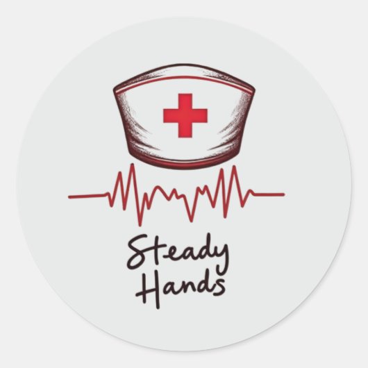 Noodverpleger - Steady Hands Ronde Sticker (Voorkant)