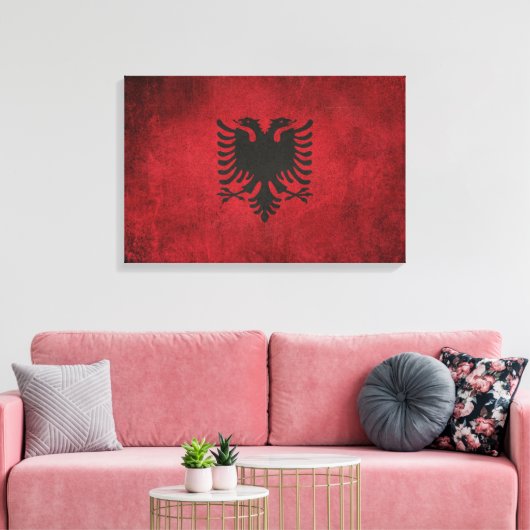 noodvlag van Albanië Canvas Afdruk (Insitu (Woonkamer))