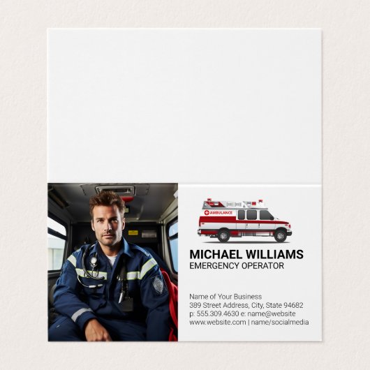 Noodvoertuig | Ambulancehulpverlener Visitekaartje (Buitenkant ongevouwen)