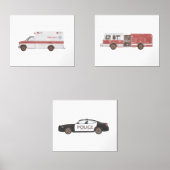 Noodvoertuigen Kinder kamerinrichting Muurkunst Sets (Voorkant)