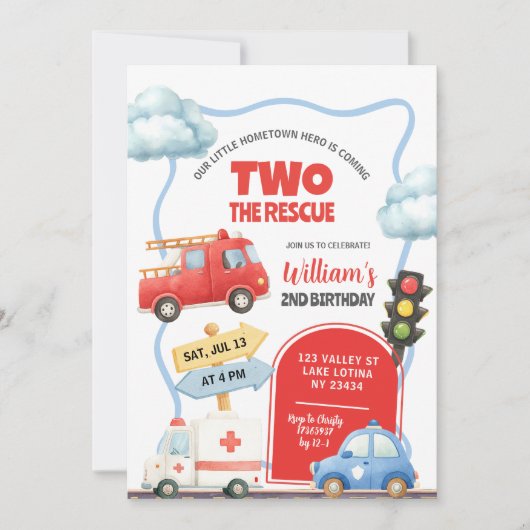Noodvoertuigen twee de redding 2e verjaardag kaart (Voorkant)
