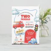 Noodvoertuigen twee de redding 2e verjaardag kaart (Staand voorkant)