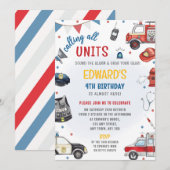 Noodvoertuigen verjaardagsuitnodiging - Politie, B Kaart (Voorkant / Achterkant)