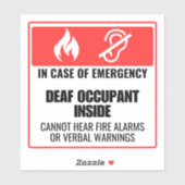 Noodwaarschuwing voor dove inzittenden sticker (Vel)