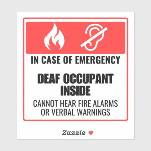 Noodwaarschuwing voor dove inzittenden sticker (Vel)