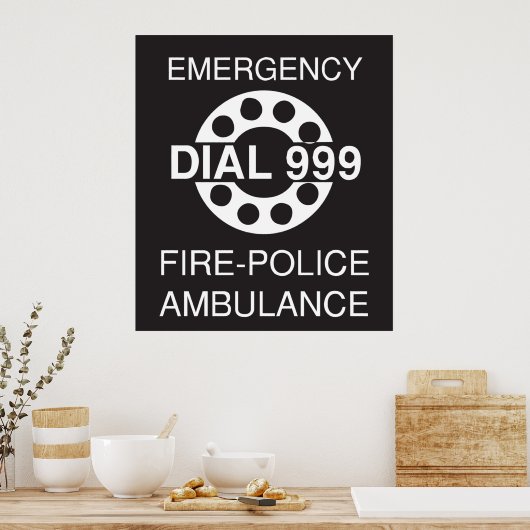 Noodwijzerplaat 999 poster (Keuken)