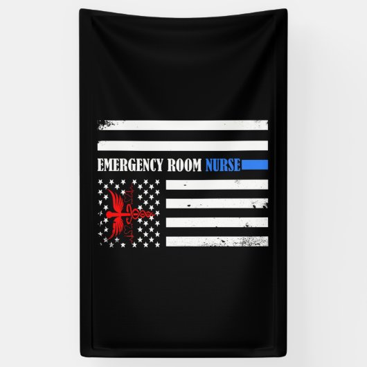 Noodzaal Nurse Amerikaanse vlag Spandoek (Verticaal)