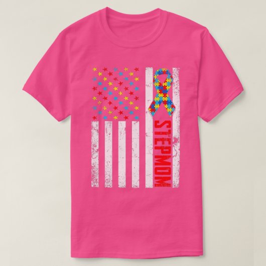 Noodzakelijke Amerikaanse vlag Stepmam Autism Awar T-shirt (Design voorkant)