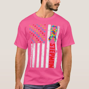 Noodzakelijke Amerikaanse vlag Stepmam Autism Awar T-shirt