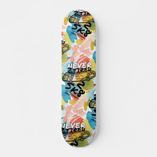 Nooit 2 vermoeid 2 sk8 persoonlijk skateboard (Voorkant)