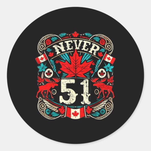 Nooit 51 Canada Maple Leaf Distressed Cana Ronde Sticker (Voorkant)