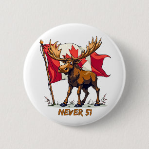 Nooit 51, eland, Canadese vlag esdoornblad Ronde Button 5,7 Cm