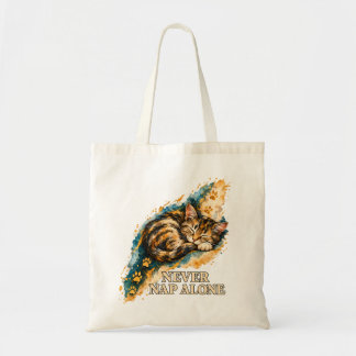 Nooit Alleen Een Dutje Slaande Tabbykat Gouden Poo Tote Bag