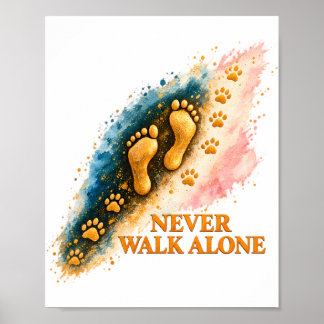 Nooit Alleen Gouden Voetafdrukken en Huisdierpoota Poster