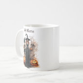 Nooit Alleen: Halloween Heks Gepersonaliseerd Cup Koffiemok (Voorkant links)