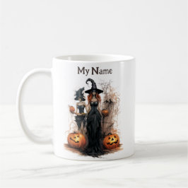 Nooit Alleen: Halloween Heks Gepersonaliseerd Cup Koffiemok