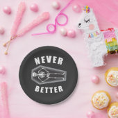 Nooit beter dood binnen skelet Halloween Papieren Bordje (Feest)