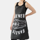 Nooit beter dood binnen skelet Halloween Schort (Insitu)