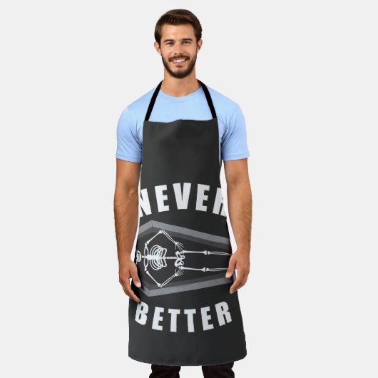 Nooit beter dood binnen skelet Halloween Schort (Gedragen)