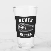 Nooit Beter Dood van Binnen Skelet Halloween Glas (Voorkant)