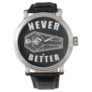 Nooit beter dood van binnen skelet halloween horloge