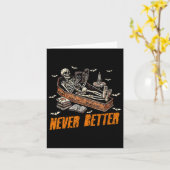 Nooit Beter Grappig Skelet Leest Boek In Kist Kaart (Gele Bloem)