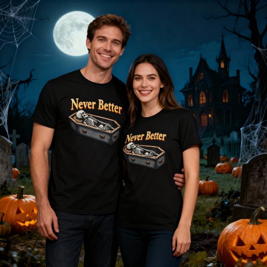 Nooit Beter Halloween Skelet In Een Kist Ontwerp T-shirt