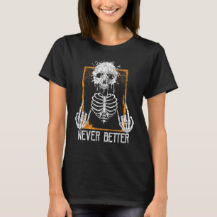  Nooit Beter Halloween Skeleton Rock op Ha T-shirt