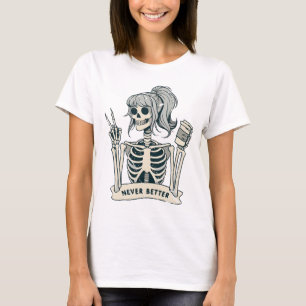 Nooit beter meisje skelet t-shirt