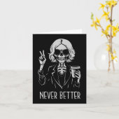 Nooit Beter Skelet Drankbeker Koffie Halloween Kaart (Gele Bloem)