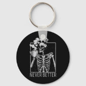 Nooit beter Skelet Drink Coffee Halloween Co Sleutelhanger (Voorkant)