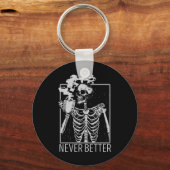 Nooit beter Skelet Drink Coffee Halloween Co Sleutelhanger (Voorkant)