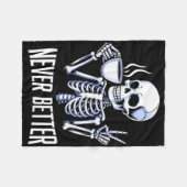 Nooit beter skelet Drink koffie Halloween Me Fleece Deken (Voorkant (Horizontaal))