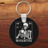 Nooit beter skelet Drink koffie Halloween Pa Sleutelhanger (Voorkant)