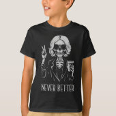 Nooit beter skelet Drink kop koffie Hallowee T-shirt (Voorkant)